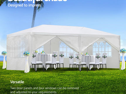 Wedding Party Canopy Tent Outdoor Gazebo With 6 Removable Sidewalls - White