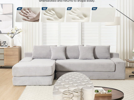 Modern L - Shaped Sectional Couch With Memory Foam