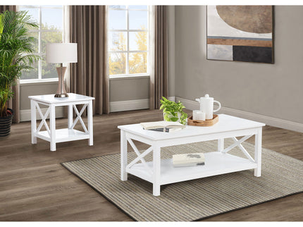 Slater - End Table With X Frame Trim - White