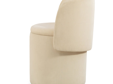 Barrel Chair, Built In Storage, 360° Swivel - Beige