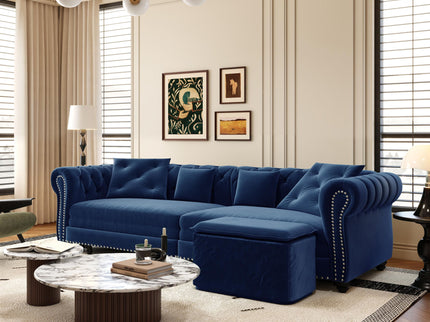 3 In 1 Convertible Sleeper Sofa Bed With Movable Ottoman