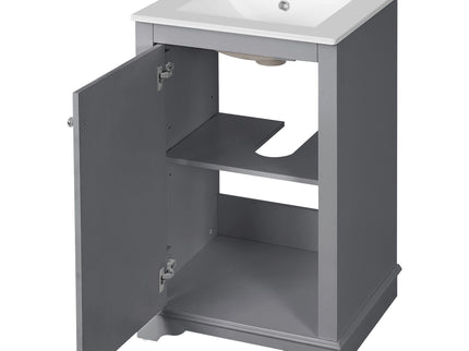 Bathroom Vanity With Sink, Freestanding Single Cabinet Set, Soft Close Door, Adjustable Shelf