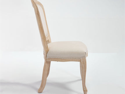 Dining Chairs Upholstered With Fan Shaped Back (Set of 2) - Beige