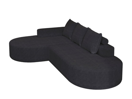 Modern Curved Sofa, L-Shaped Modular Sectional Set With 3 Pillows