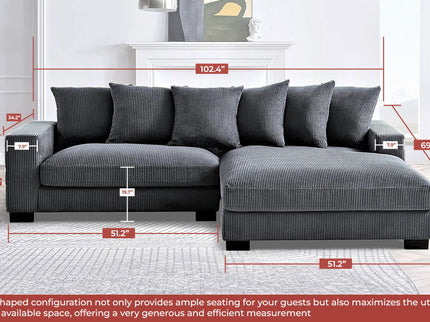 Luxe - Oversized 2 Piece Sectional Couches For Living Room, L Shaped Sofa With Chaise