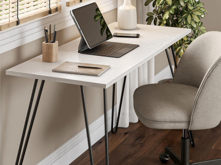 Writing Desk With Hairpin Legs For Study Or Work - White Oak