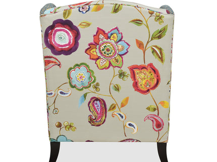 Anya - Boho Chic Wingback Accent Arm Chair - Floral / Leopard / Blue Teal / Yellow Gold