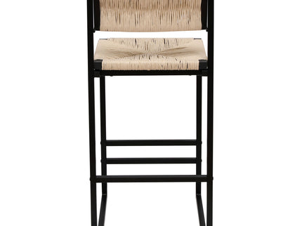 Bar Stools Paper Rope Weave Dining Chairs With Back Hand Weave Stools For Kichen Island, Bar & Counter (Set of 2)