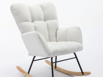 Teddy Fabric Rocking Gilder Nursery Chair For Living Room Indoor - Ivory