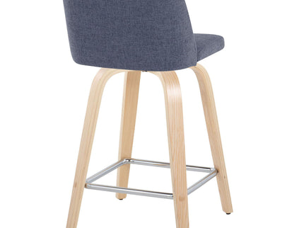 Toriano - Contemporary Fixed Height Counter Stool With Swivel With Square Footrest (Set of 2)