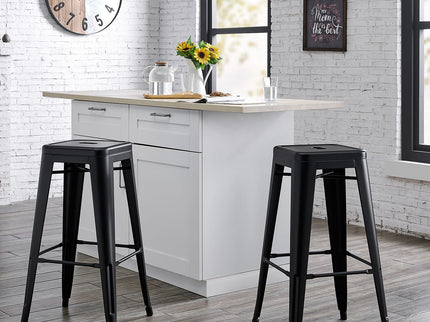 Backless Lightweight Bar Stools (Set of 2) - Black