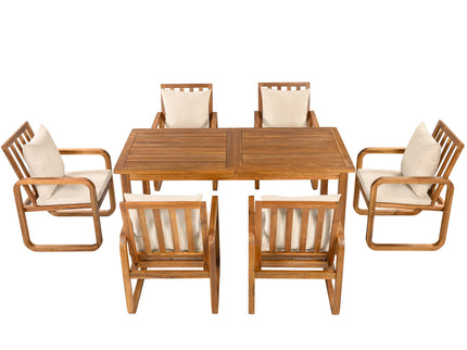 7 Piece Outdoor Patio Dining Set With Removable Cushions