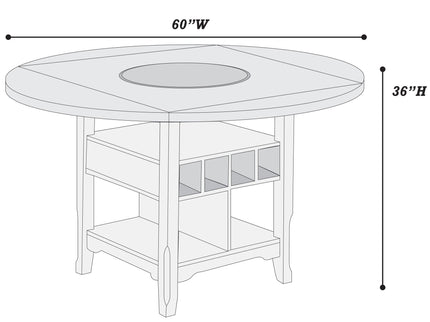Contemporary Counter Height Dining Set With Built In Lazy Susan