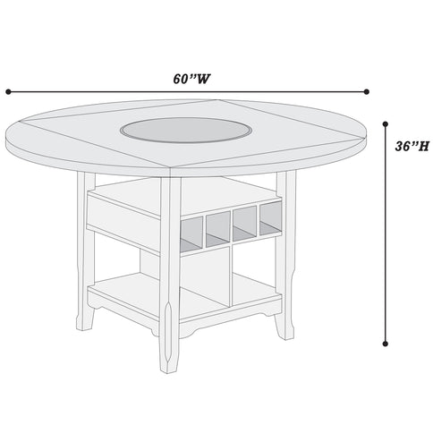 Contemporary Counter Height Dining Set With Built In Lazy Susan