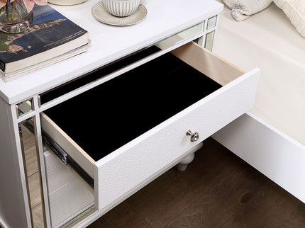 Contemporary Nightstand With Crocodile Textured Trim