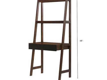 Ladder Desk, Ladder Style Display Shelf - Natural Wood / Brown