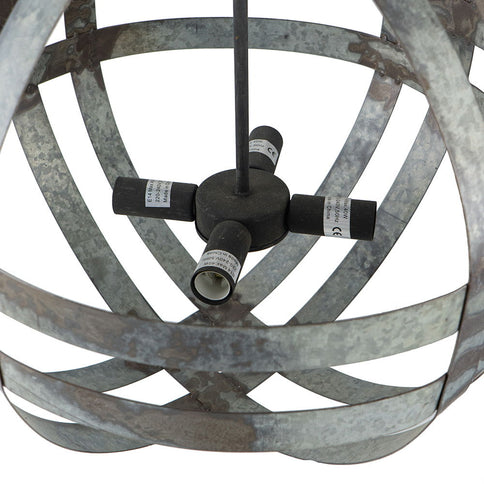4 Light Galvanized Chandelier, Hanging Light Fixture With Adjustable Chain For Kitchen, Bulb Not Included - Gray