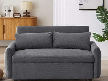Pull-Out 2 Seat Modern Sleeper Sofa With 2 Throw Pillows And USB Ports