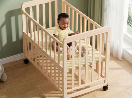 Portable Bedside Bassinet With 3 Heights, Mini Crib For Newborns - Natural Wood