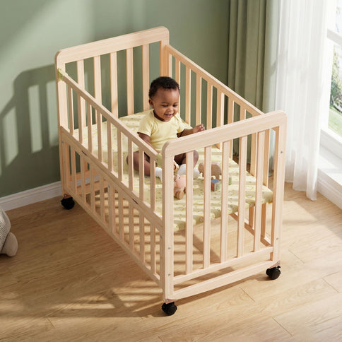 Portable Bedside Bassinet With 3 Heights, Mini Crib For Newborns - Natural Wood