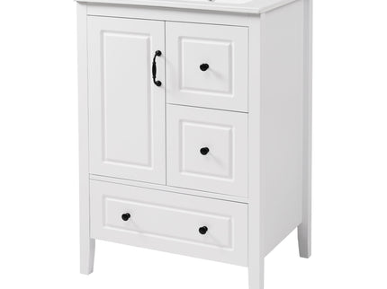 Freestanding Bathroom Vanity With Sink, Soft Closing Cabinet And Drawers - White