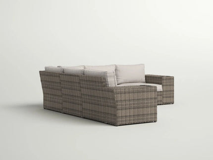 Wide Outdoor Wicker Patio Sectional With Cushions & Reversible Design - Gray