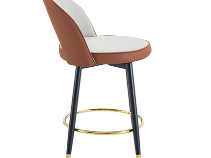 Upholstered Rotatable Bar Chair With Metal Legs For Dining Room