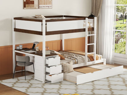Bunk Bed With Twin Size Trundle, Storage And Desk