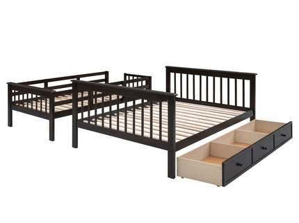 Stairway Bunk Bed With Storage And Guard Rail For Bedroom