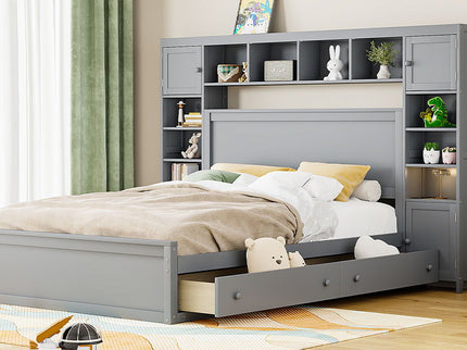 Bed With All In One Cabinet, Shelf And Sockets