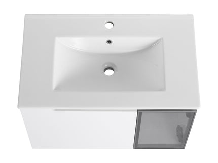 Wall Mounted Bathroom Vanity With Sink, Soft Close Doors, Cabinet & Half Door