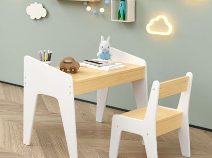 Table Set With 1 Chair, Children Study Table For Ages 2 - 8 - White