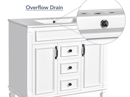 Bathroom Vanity With Top Sink, Mirror Cabinet, 2 Soft Closing Doors & 2 Drawers