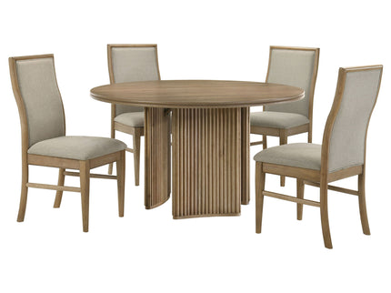 Dreydon - 5 Piece Round Dining Table Set With Chairs - Light Brown