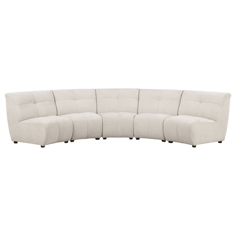 Oliver - 5 Piece Upholstered Sectional Sofa With Curved Silhouette - Ivory