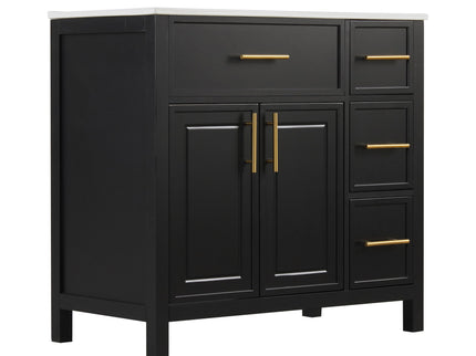 Modern Bathroom Vanity With Sink Top, 2 Doors And 3 Drawers