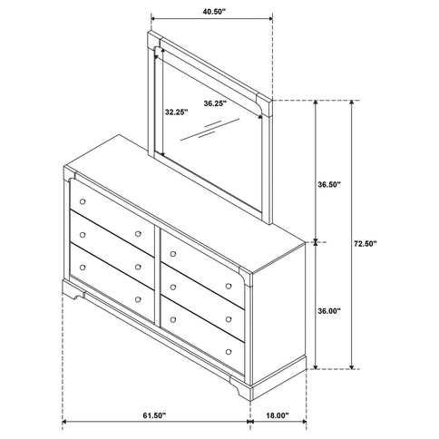 Sundance - 6 Drawer Dresser With Mirror - Dark Coffee