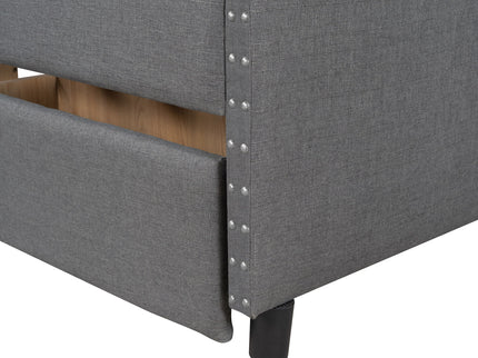Upholstered Daybed With Two Drawers, Wood Slat Support