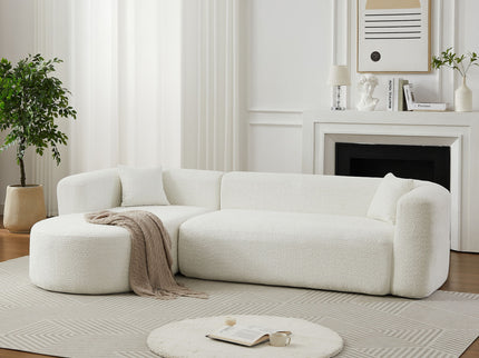 L - Shape Boneless Cloud Couch With 2 Throw Pillows For Living Room