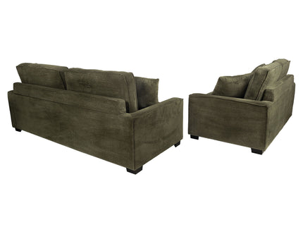 Sofa & Loveseat 2 Piece Set With Accent Pillows - Forest Green
