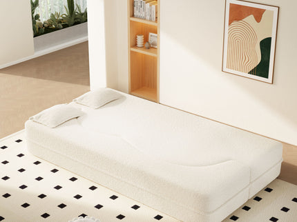 Modern Floor Sofa With 2 Pillows, Twin Size For Living Room