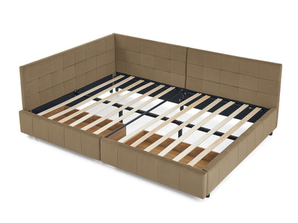 Storage Upholstered Tufted Bed Frame With Backrest And Armrests