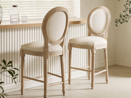 French Country Bar Chairs & Round Back (Set of 2)