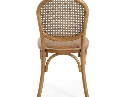 Oval Dining Table Set With 4 Birch Rattan Chairs - Brown / Light Brown