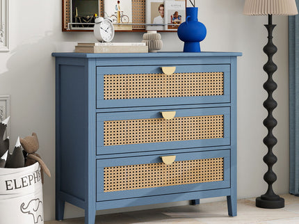 3 Drawer Cabinet, Natural Rattan, American Furniture