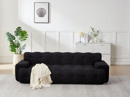 Cloud Series Minimalist Button Tufted Square Arm 3 Seater Sofa