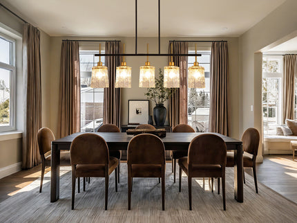 Chandelier 5 Light, Fixture Over Table - Black / Gold