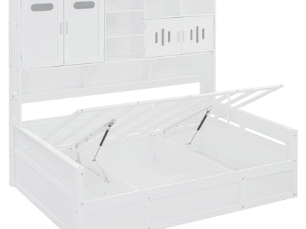 Daybed With All-In-One Cabinet And Shelf