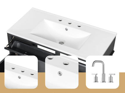 Modern Bathroom Vanity With Sink Top, Flip Drawer Design
