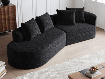 Upholstered Oversized Sectional Sofa, 4 Seater Extra Deep & Wide Seat Curved Cloud Couch With 4 Throw Pillows, Free Combination Living Room - Black